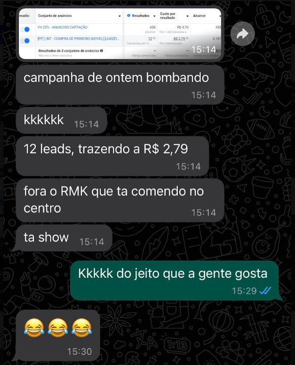 Print de mensagem real de aluno da Comunidade Haja Venda