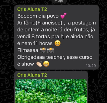 Print de mensagem real de aluno da Comunidade Haja Venda