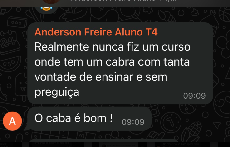 Print de mensagem real de aluno da Comunidade Haja Venda